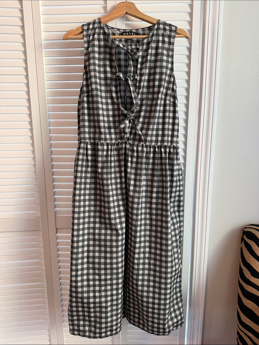 Motel Rocks Black & Grey Gingham Midi Dress
